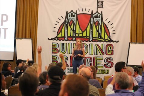 Katie Wallace of New Belgium Brewing takes questions during the Building Company Culture session.